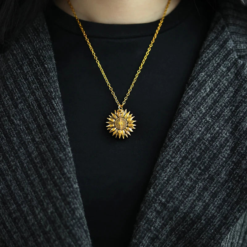 Collier à Pendentif Tournesol "You Are My Sunshine"
