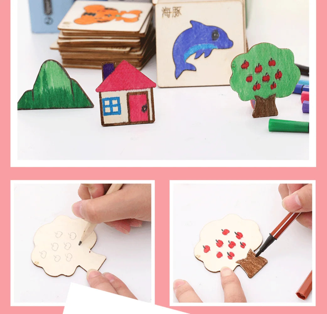 pochoirs en bois montessori 20Pcs