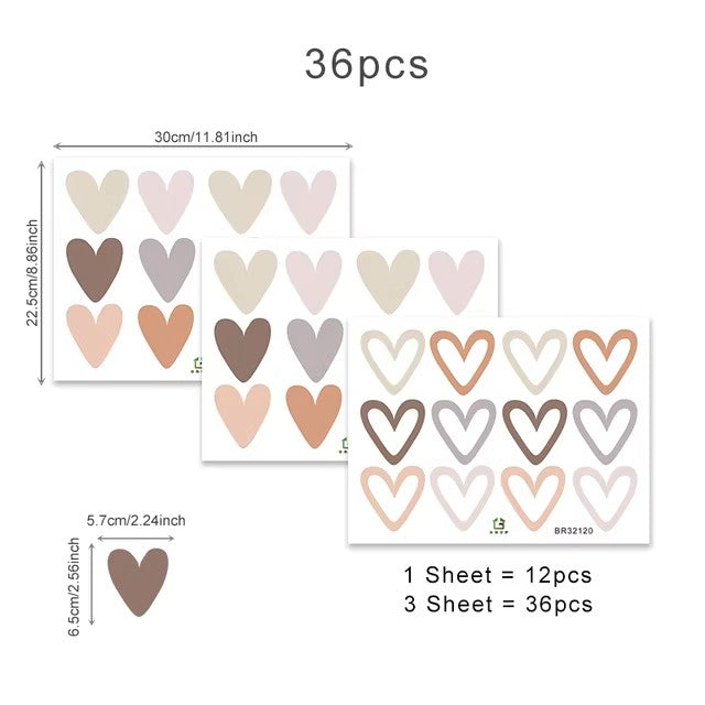 Adorable Autocollants en Forme de Cœur (36pc)