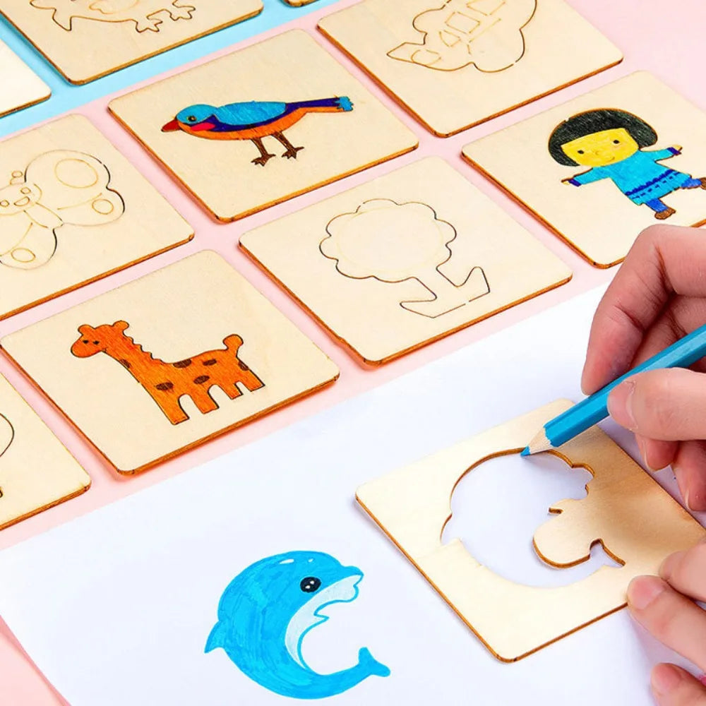 pochoirs en bois montessori 20Pcs
