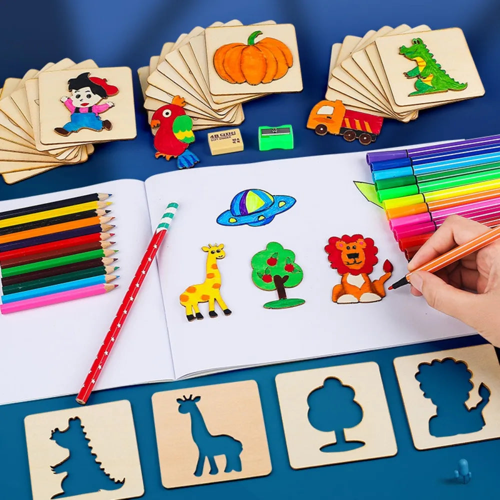 pochoirs en bois montessori 20Pcs