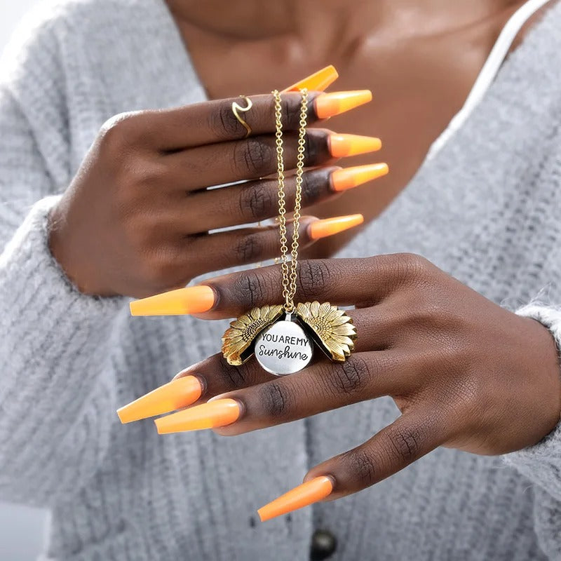 Collier à Pendentif Tournesol "You Are My Sunshine"